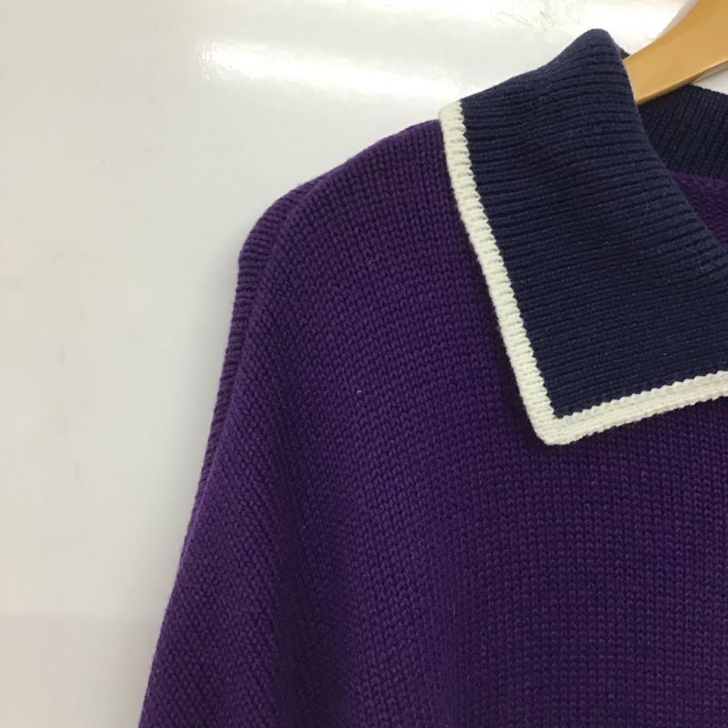 サプライヤー SUPPLIER ニット、セーター 長袖 長袖ニットカットソー ジップアップネック セーター L ロゴ、文字 紫 / パープル /  メンズ USED 古着 中古 10141351