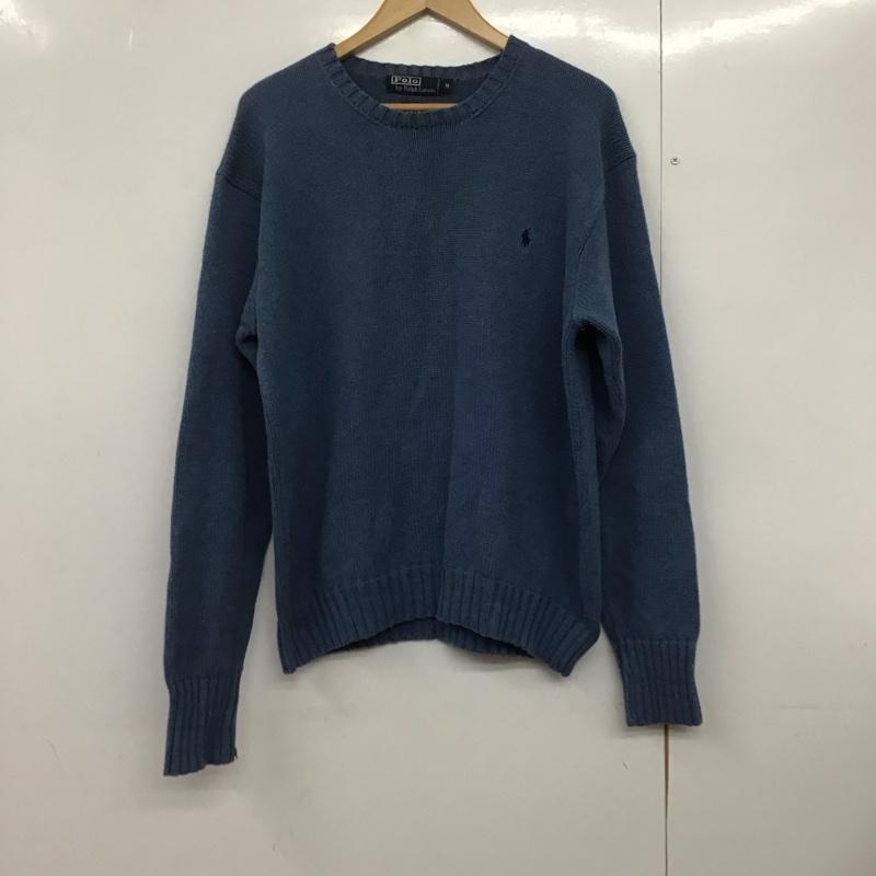 ポロバイラルフローレン Polo by RALPH LAUREN ニット、セーター 長袖 長袖ニットカットソー クルーネック セーター M ロゴ、文字 青 / ブルー /  メンズ USED 古着 中古 10144167