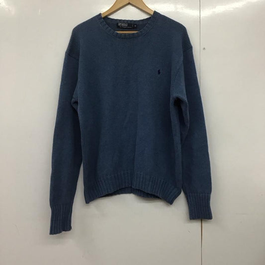 ポロバイラルフローレン Polo by RALPH LAUREN ニット、セーター 長袖 長袖ニットカットソー クルーネック セーター M ロゴ、文字 青 / ブルー /  メンズ USED 古着 中古 10144167