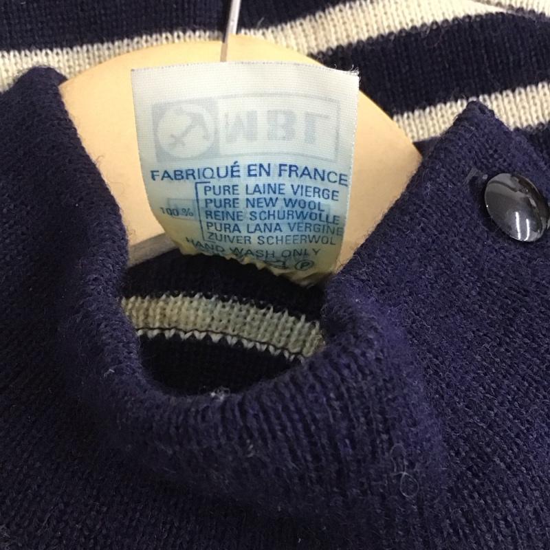 古着 USED ニット、セーター 長袖 長袖ニットカットソー スタンドネック セーター 48 ボーダー柄 白 / ホワイト / X 紺 / ネイビー /  メンズ USED 古着 中古 10142359