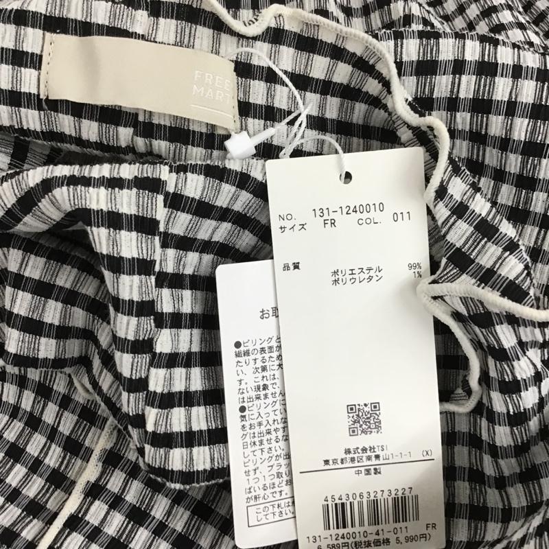 フリーズマート FREE S MART ワンピース ロングスカート 131-1240010 配色メローシャーリングカットソーワンピース 半袖ロングワンピース FREE チェック 白 / ホワイト / X 黒 / ブラック /  レディース USED 古着 中古 10105725