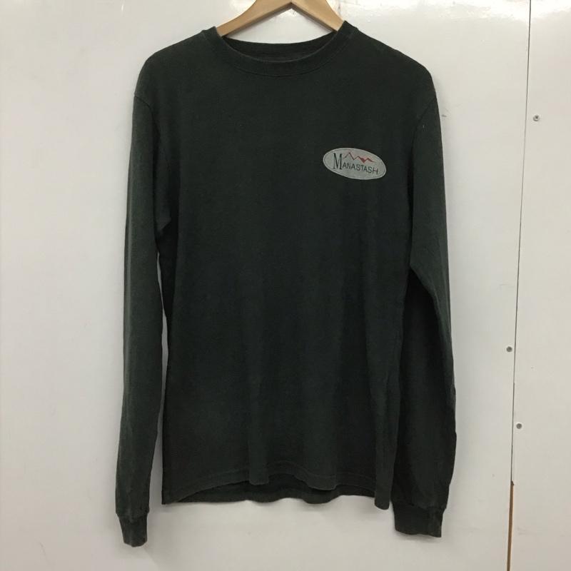 マナスタッシュ MANASTASH カットソー 長袖 長袖カットソー クルーネックカットソー プリントカットソー M ロゴ、文字 緑 / グリーン /  メンズ USED 古着 中古 10133194