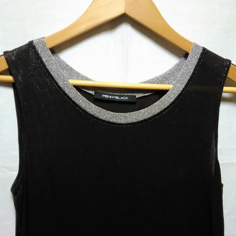 ペニーブラック PENNYBLACK ワンピース ひざ丈スカート 40 無地 茶 / ブラウン / X 銀 / シルバー /  レディース USED 古着 中古 10011893