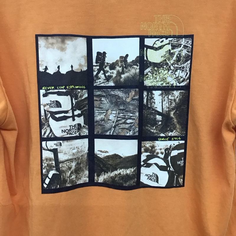 ザノースフェイス THE NORTH FACE Tシャツ 半袖 nt32146 ショートスリーブベースキャンプダッフルフォトティー プリントTシャツ S プリント 橙 / オレンジ /  メンズ USED 古着 中古 10132313