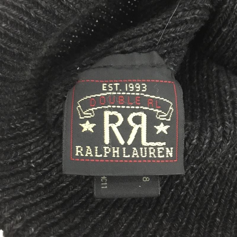 ダブルアールエル ラルフローレン RRL RALPH LAUREN 帽子 ニット帽 コットン リブニット ロゴラベル ロゴ、文字 黒 / ブラック /  メンズ USED 古着 中古 10140609