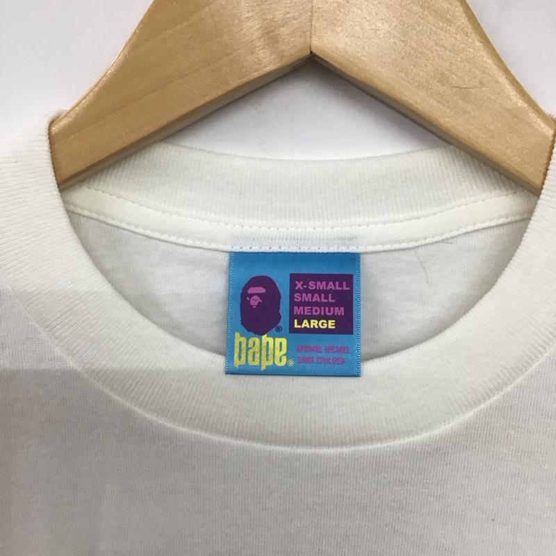 ベイプ BAPE Tシャツ 半袖 半袖カットソー プリントTシャツ クルーネックカットソー L プリント 白 / ホワイト /  メンズ USED 古着 中古 10141376