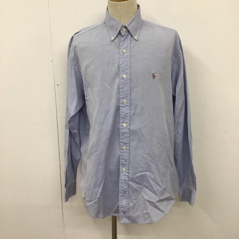 ラルフローレン RALPHLAUREN シャツ、ブラウス 長袖 長袖シャツ ボタンダウンシャツ カラーシャツ カジュアルシャツ L ロゴ、文字 水色 / ライトブルー /  メンズ USED 古着 中古 10106709