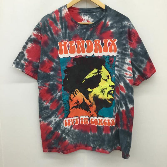 ユーズドクロージング used clothes Tシャツ 半袖 Jimi Hendrix　ジミ・ヘンドリックス タイダイ柄 XXL 総柄 灰 / グレー / X 赤 / レッド /  メンズ USED 古着 中古 10129331