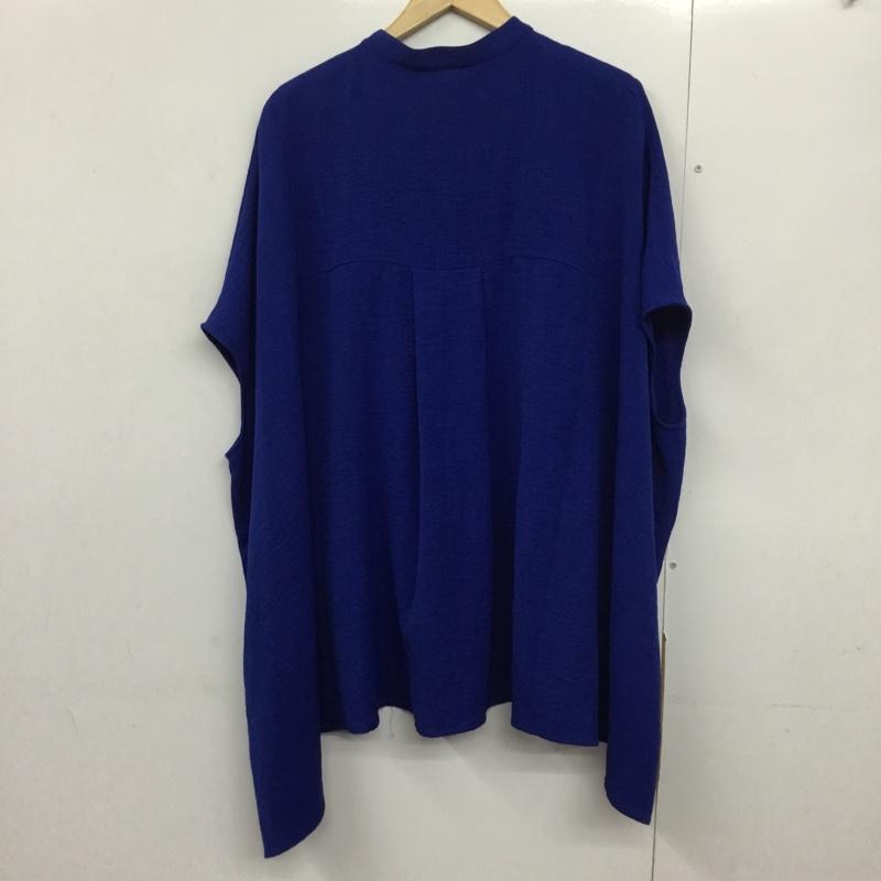 オズモーシス OSMOSIS シャツ、ブラウス 半袖 597006-718B ワイドビッグブラウス ONE SIZE 無地 青 / ブルー /  レディース USED 古着 中古 10144638