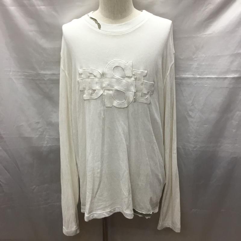 ディーゼル DIESEL カットソー 長袖 長袖カットソー クルーネックカットソー ロングスリーブカットソー プリントTシャツ L ロゴ、文字 白 / ホワイト /  メンズ USED 古着 中古 10118725