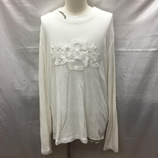 ディーゼル DIESEL カットソー 長袖 長袖カットソー クルーネックカットソー ロングスリーブカットソー プリントTシャツ L ロゴ、文字 白 / ホワイト /  メンズ USED 古着 中古 10118725