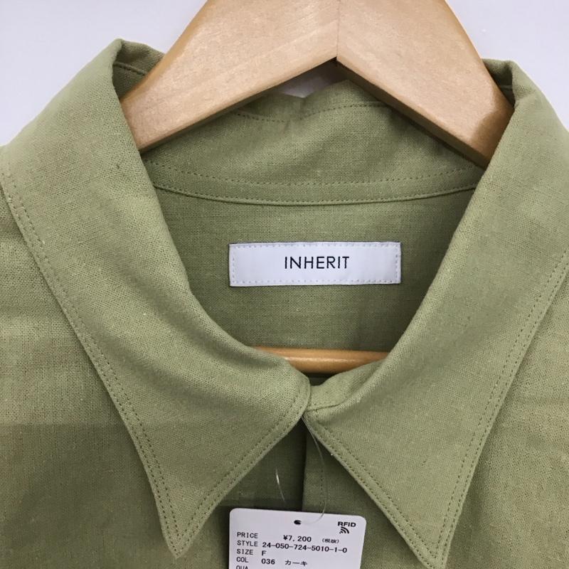 インヘリット INHERIT シャツ、ブラウス 長袖 24-050-724-5010-1-0 シャツ コットンリネン スキッパー シャツ FREE 無地 カーキ / カーキ /  メンズ USED 古着 中古 10148961