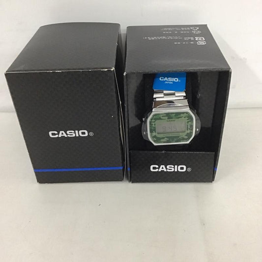 カシオ CASIO 腕時計 デジタル A168WE 迷彩 箱有 ロゴ、文字 銀 / シルバー /  メンズ USED 古着 中古 10134450