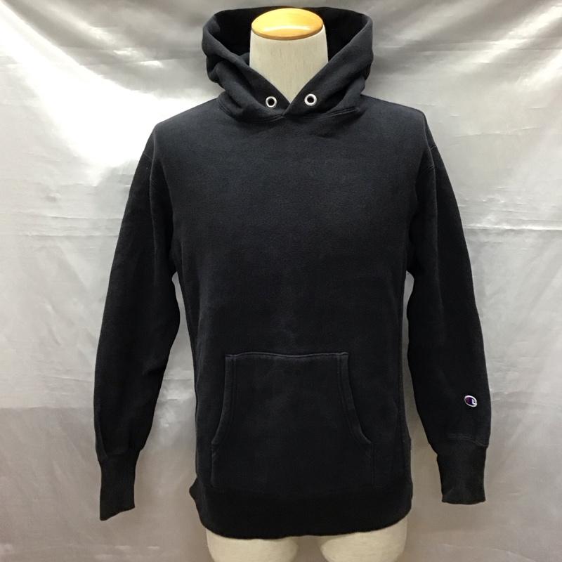 チャンピオン Champion パーカー 長袖 フーディー M 無地 黒 / ブラック /  メンズ USED 古着 中古 10123395