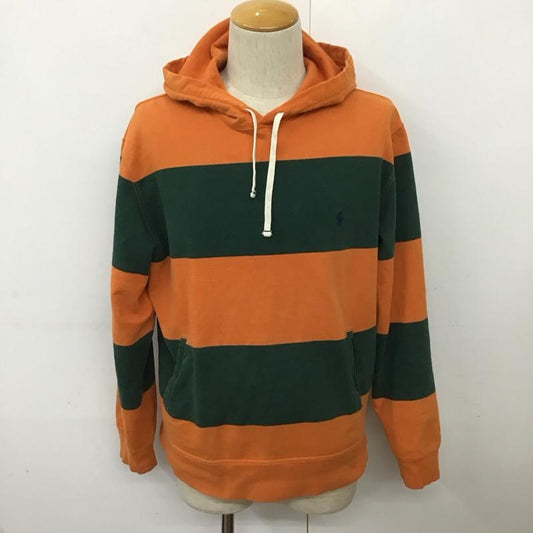 ポロバイラルフローレン Polo by RALPH LAUREN パーカー 長袖 M ボーダー柄 橙 / オレンジ / X 緑 / グリーン /  メンズ USED 古着 中古 10128289
