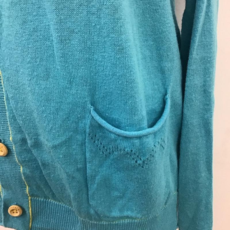 チチカカ TITICACA カーディガン 長袖 FSE-BA-046 コットン リネン M 無地 青 / ブルー /  レディース USED 古着 中古 10116750