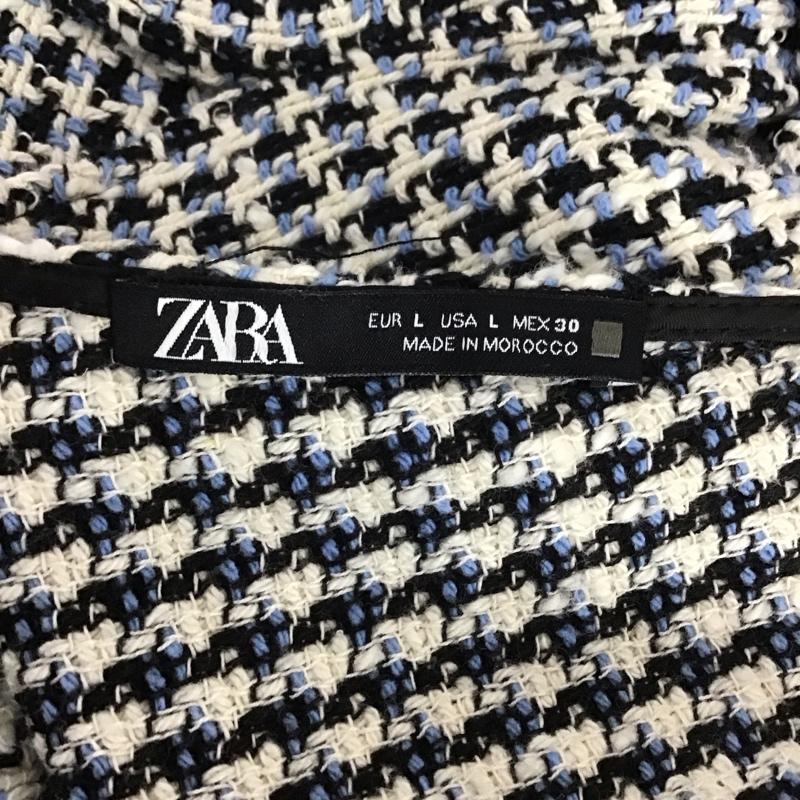 ザラ ZARA ワンピース ミニスカート 2320 170 044 L チェック 白 / ホワイト / X 黒 / ブラック / X 水色 / ライトブルー /  レディース USED 古着 中古 10106705