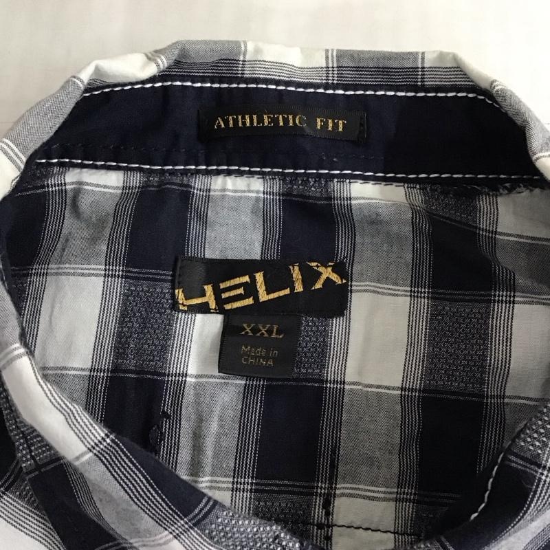 古着 USED シャツ、ブラウス 長袖 HELIX ワークシャツ XXL チェック 白 / ホワイト / X 紺 / ネイビー /  メンズ USED 古着 中古 10121368