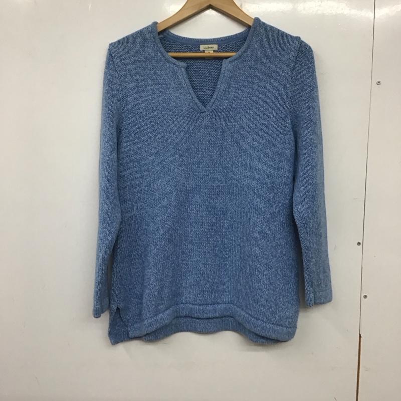 エルエルビーン L.L.Bean ニット、セーター 長袖 276141 キーネック M 無地 青 / ブルー /  レディース USED 古着 中古 10138946