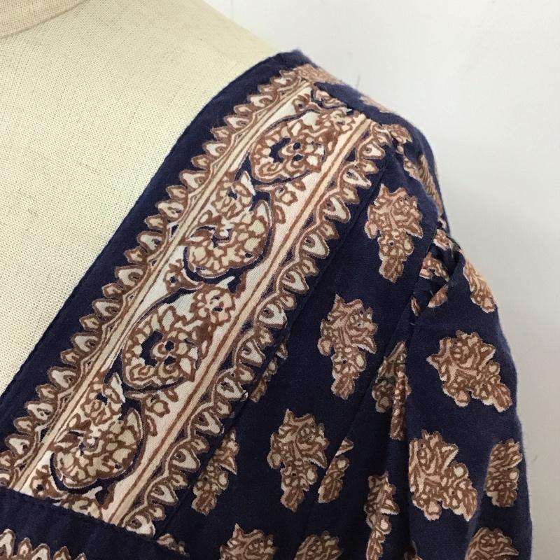 ニコアンド niko and... ワンピース ロングスカート ST92KH43WS インド綿 七分袖 スクエアネック 3 総柄 マルチカラー / マルチカラー /  レディース USED 古着 中古 10116469