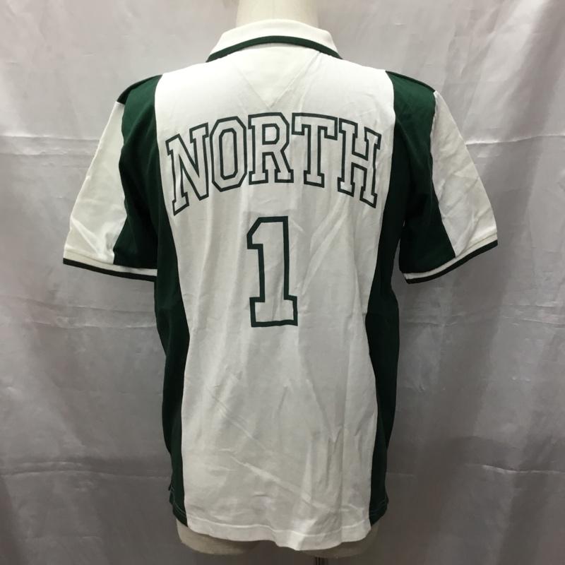 トミー TOMMY ポロシャツ 半袖 L ロゴ、文字 白 / ホワイト / X 緑 / グリーン /  メンズ USED 古着 中古 10112773