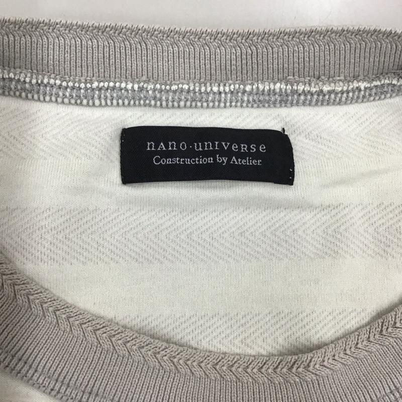 ナノユニバース nano・universe Tシャツ 半袖 半袖カットソー プリントTシャツ クルーネックカットソー L ボーダー柄 ベージュ / ベージュ /  メンズ USED 古着 中古 10116173