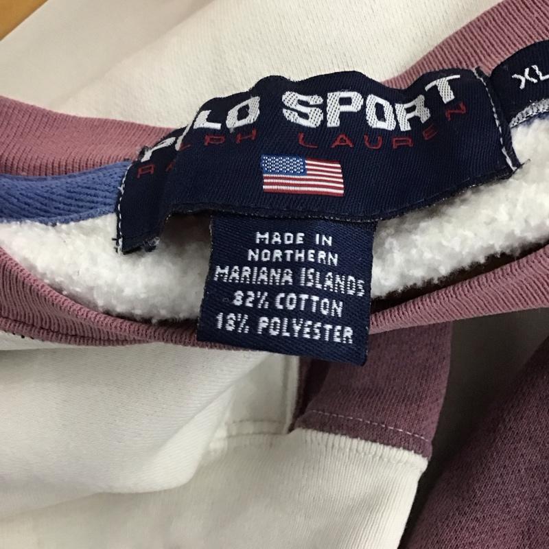 ポロスポーツラルフローレン POLOSPORT トレーナー 長袖 長袖トレーナー スウェット クルーネック プルオーバー XL ロゴ、文字 白 / ホワイト /  メンズ USED 古着 中古 10141372