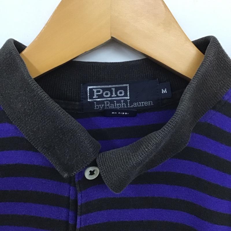 ポロバイラルフローレン Polo by RALPH LAUREN ポロシャツ 半袖 半袖ポロシャツ 半袖カットソー カラーシャツ M ボーダー柄 青 / ブルー / X 黒 / ブラック /  メンズ USED 古着 中古 10129522