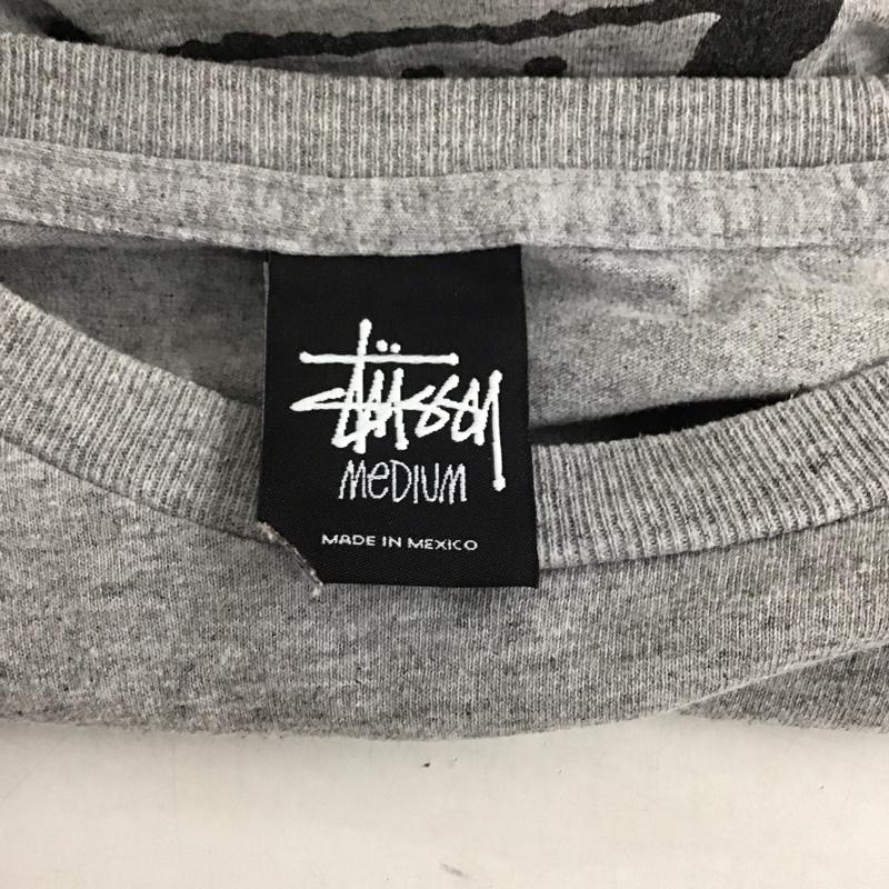 ステューシー STUSSY Tシャツ 半袖 半袖カットソー プリントTシャツ クルーネックカットソー M プリント 灰 / グレー /  メンズ USED 古着 中古 10130577