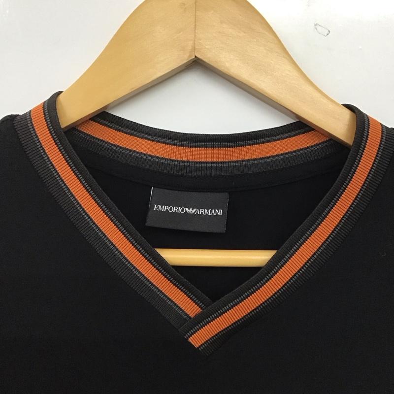 エンポリオアルマーニ EMPORIO ARMANI Tシャツ 半袖 半袖カットソー 無地Tシャツ Vネックカットソー L 無地 黒 / ブラック /  メンズ USED 古着 中古 10144908