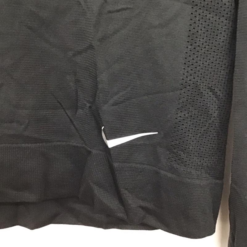 ナイキ NIKE Tシャツ 長袖 AT0783-010 DRI-FIT スポーツウェア メッシュ タグ付き M ワンポイント 黒 / ブラック /  レディース USED 古着 中古 10135602