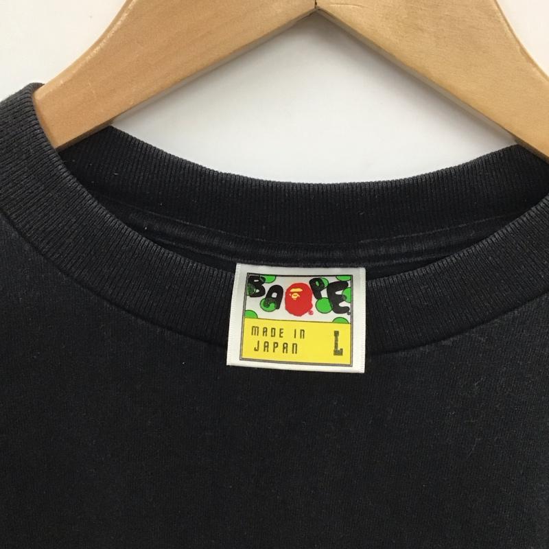ベイプ BAPE Tシャツ 半袖 半袖カットソー プリントTシャツ クルーネックカットソー L ロゴ、文字 黒 / ブラック /  メンズ USED 古着 中古 10132610