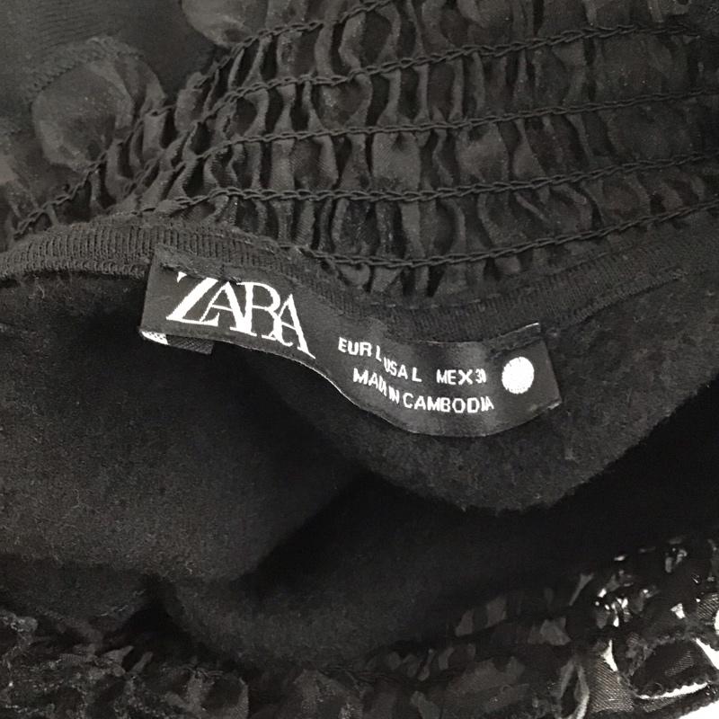 ザラ ZARA トレーナー 長袖 長袖トレーナー スウェット スタンドネック リブスウェットカットソー L 無地 黒 / ブラック /  レディース USED 古着 中古 10122505