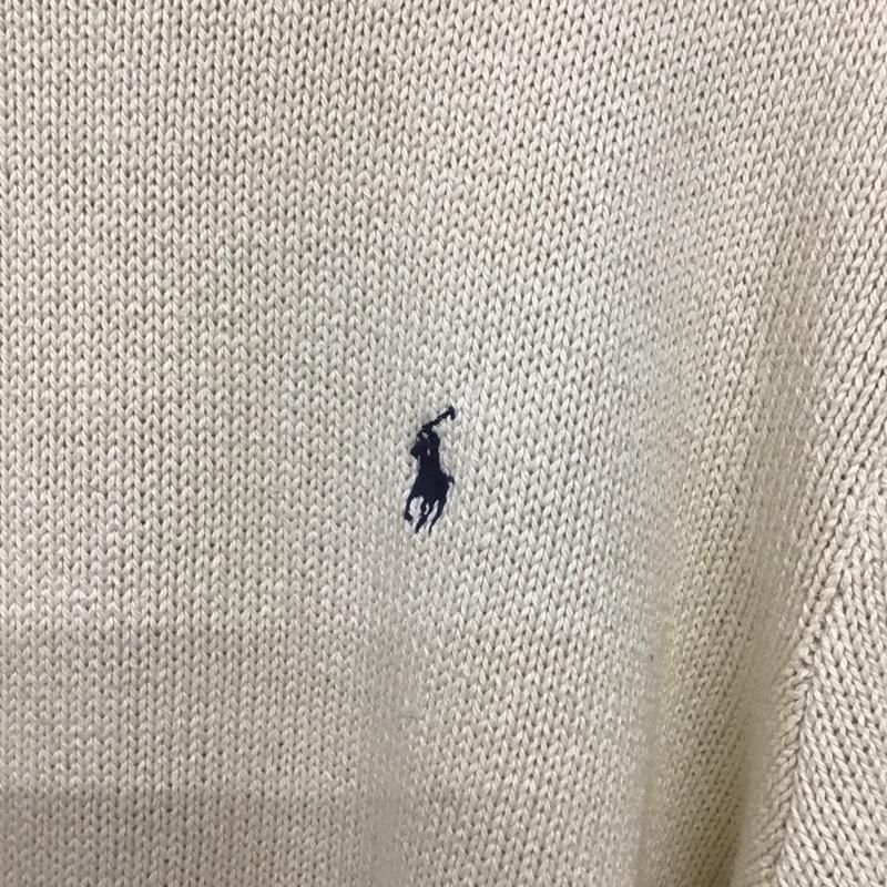 ポロバイラルフローレン Polo by RALPH LAUREN ニット、セーター 長袖 長袖ニットカットソー クルーネック セーター L ロゴ、文字 白 / ホワイト /  メンズ USED 古着 中古 10140145