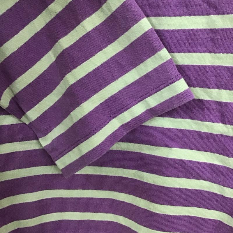 フリークスストア FREAK S STORE カットソー 七分袖 FREE ボーダー柄 白 / ホワイト / X 紫 / パープル /  レディース USED 古着 中古 10142894