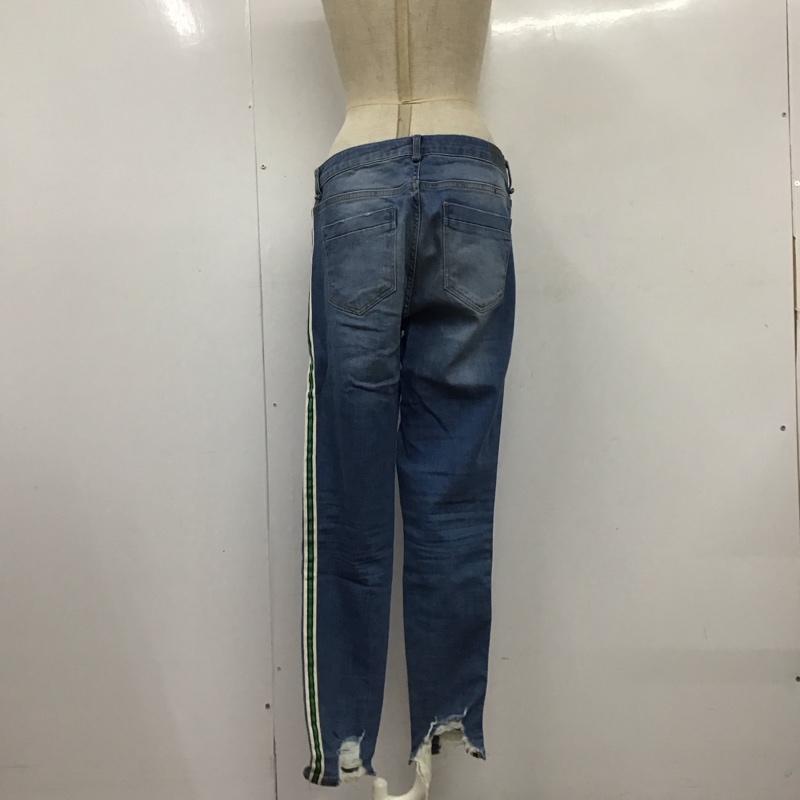 ザラ ZARA パンツ デニム、ジーンズ 5899 076 406 ダメージ サイドライン ストレッチ ダメージ加工 青 / ブルー /  レディース USED 古着 中古 10123232