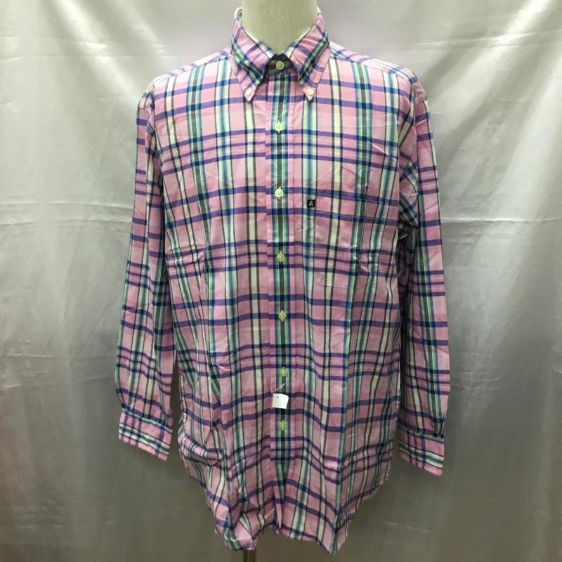 ブルックスブラザーズ BROOKS BROTHERS シャツ、ブラウス 長袖 ボタンダウン 胸ポケット M チェック 桃 / ピンク /  メンズ USED 古着 中古 10111599