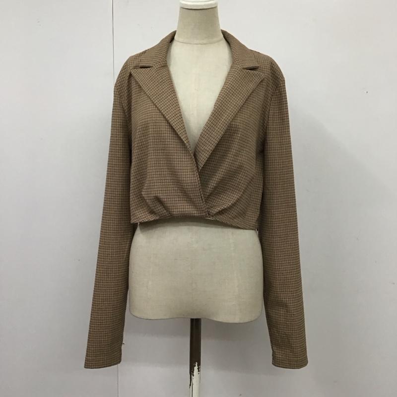 ザラ ZARA カットソー 長袖 3067 487 121 クロップドチェックシャツ L チェック 茶 / ブラウン / X 黒 / ブラック / X 橙 / オレンジ /  レディース USED 古着 中古 10116713