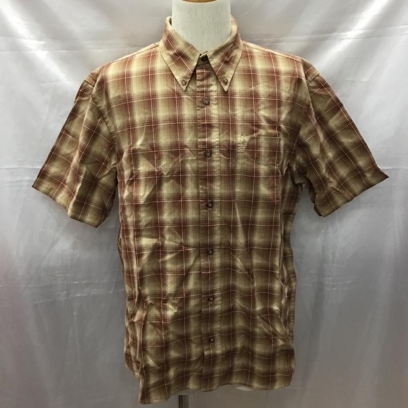 エディーバウアー Eddie Bauer シャツ、ブラウス 半袖 ボタンダウン M チェック 茶 / ブラウン / X ベージュ / ベージュ /  メンズ USED 古着 中古 10111588