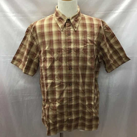 エディーバウアー Eddie Bauer シャツ、ブラウス 半袖 ボタンダウン M チェック 茶 / ブラウン / X ベージュ / ベージュ /  メンズ USED 古着 中古 10111588