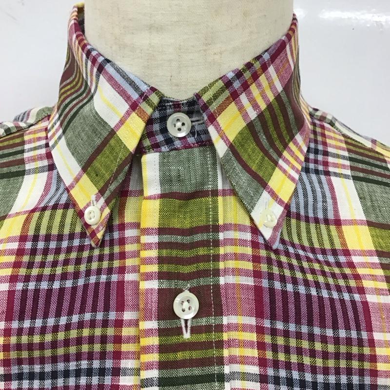 ブルックスブラザーズ BROOKS BROTHERS シャツ、ブラウス 長袖 ボタンダウン 麻 リネン S チェック マルチカラー / マルチカラー /  メンズ USED 古着 中古 10112669