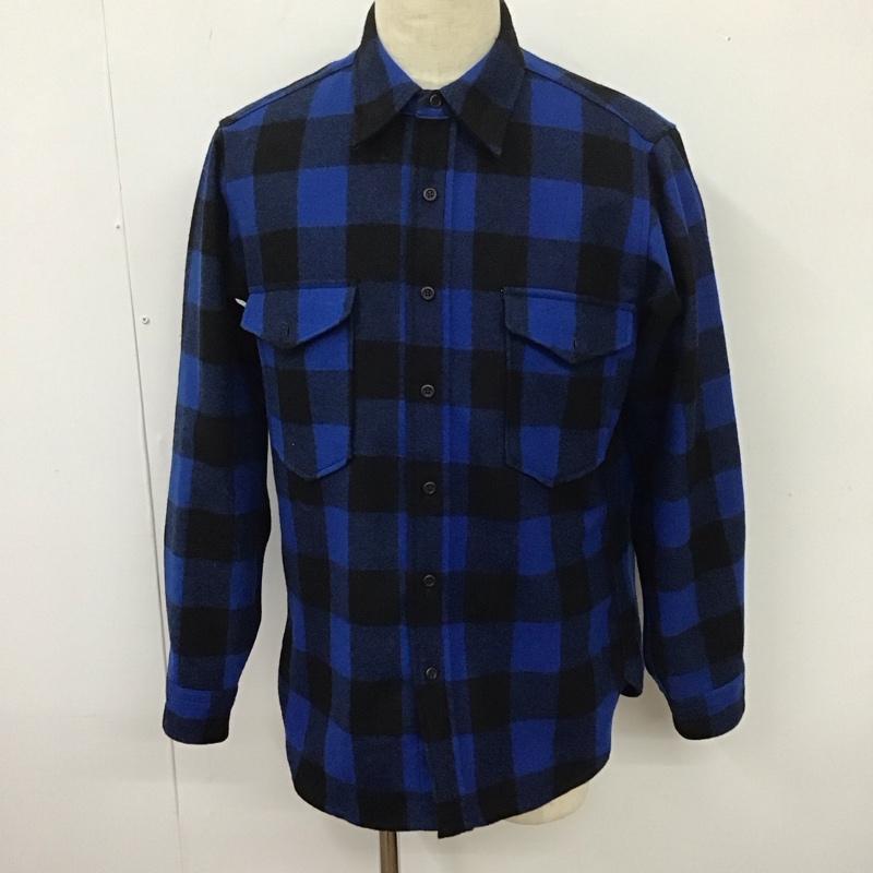 ペンドルトン PENDLETON シャツ、ブラウス 長袖 ウール ワークシャツ M チェック 青 / ブルー / X 黒 / ブラック /  メンズ USED 古着 中古 10114038