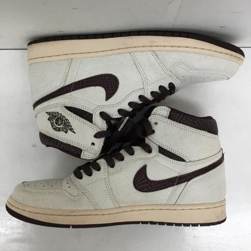 ナイキ NIKE スニーカー スニーカー DO7097–100 A Ma Maniere × Nike Air Jordan 1 Retro High OG Sail and Burgundy 28.0cm ロゴ、文字 白 / ホワイト / X 灰 / グレー / X ボルドー / ボルドー /  メンズ USED 古着 中古 10141695