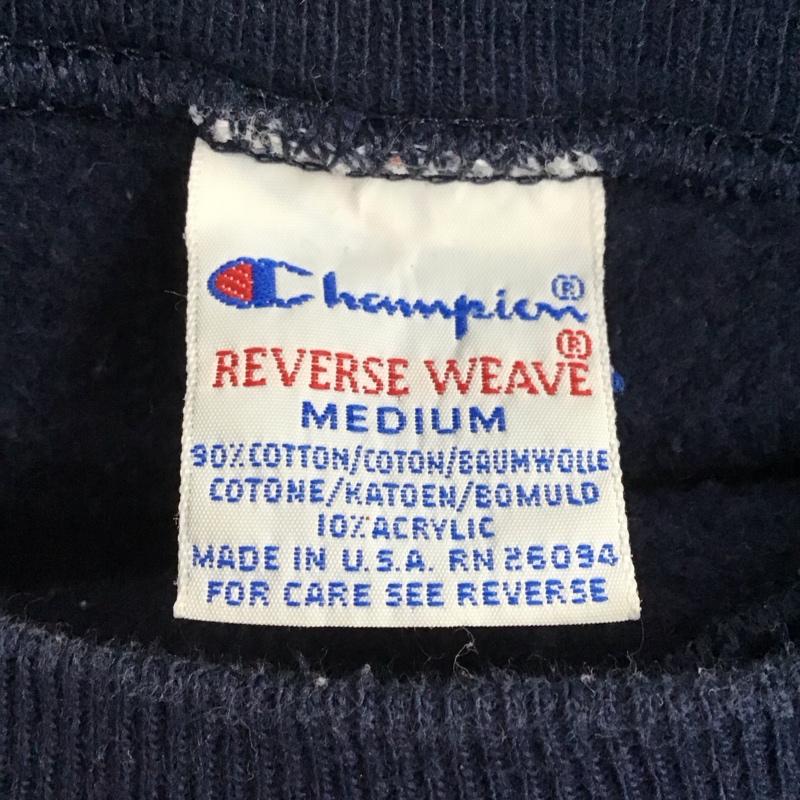 チャンピオン Champion トレーナー 長袖 REVERSE WEAVE スウェット 裏起毛 M ロゴ、文字 紺 / ネイビー /  メンズ USED 古着 中古 10122951