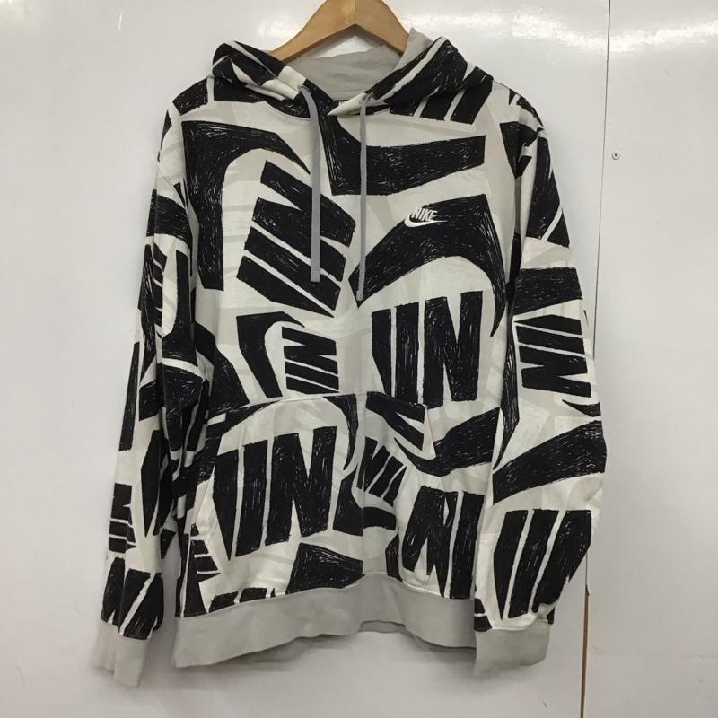 ナイキ NIKE パーカー 長袖 db4608-010 総柄ロゴプリントパーカー XXL プリント 灰 / グレー /  メンズ USED 古着 中古 10148566