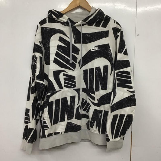 ナイキ NIKE パーカー 長袖 db4608-010 総柄ロゴプリントパーカー XXL プリント 灰 / グレー /  メンズ USED 古着 中古 10148566