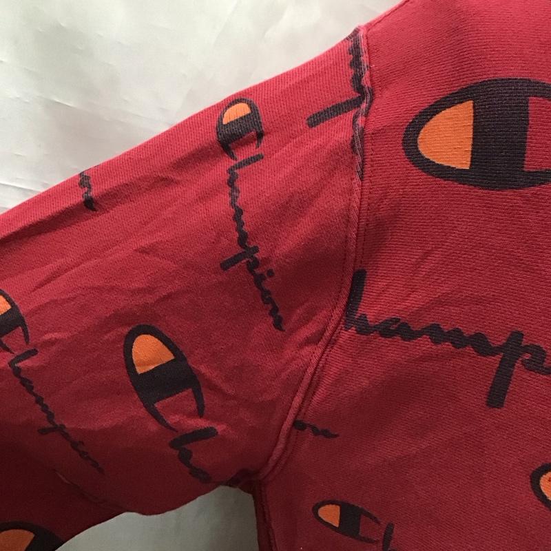 チャンピオン Champion パーカー 長袖 プルオーバー フーディー スウェット XL 総柄 えんじ / ワインレッド /  メンズ USED 古着 中古 10118391