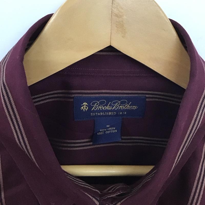 ブルックスブラザーズ BROOKS BROTHERS シャツ、ブラウス 長袖 長袖シャツ ストライプシャツ カラーシャツ ボタンダウンシャツ M ストライプ えんじ / ワインレッド /  メンズ USED 古着 中古 10131168