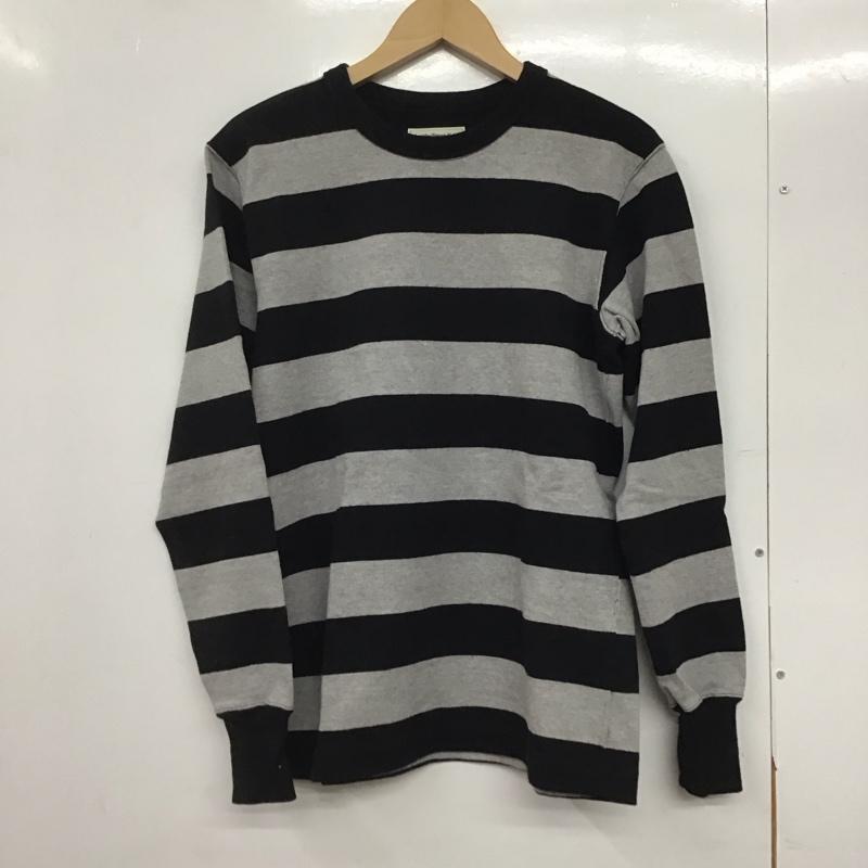 ウエストライド WESTRIDE カットソー 長袖 長袖カットソー プリントカットソー クルーネック 36 ボーダー柄 灰 / グレー / X 黒 / ブラック /  メンズ USED 古着 中古 10145677
