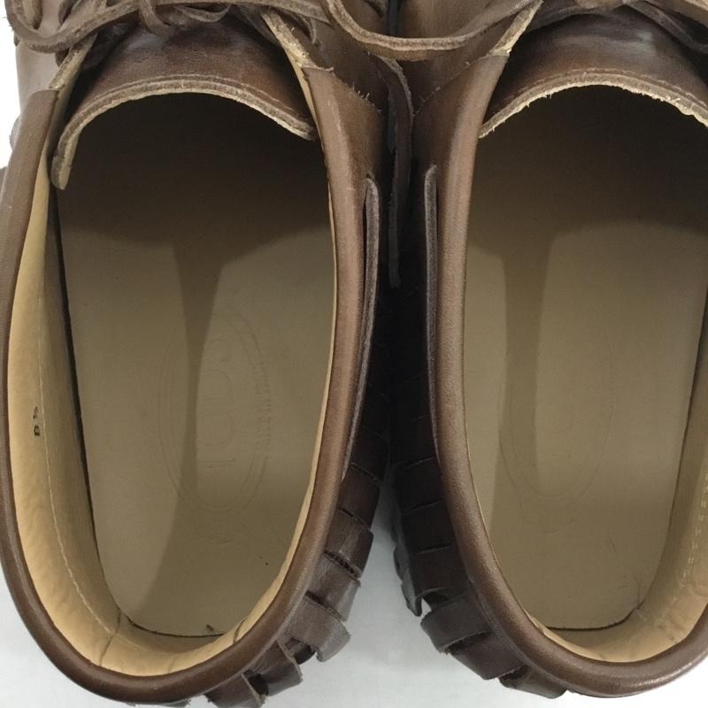 トッズ TOD S カジュアルシューズ カジュアルシューズ レザー フリンジ 81/2 箱有 無地 茶 / ブラウン /  メンズ USED 古着 中古 10142715